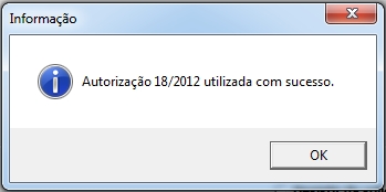 Autorização utilizada com sucesso