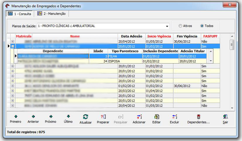 Manutenção de empregados