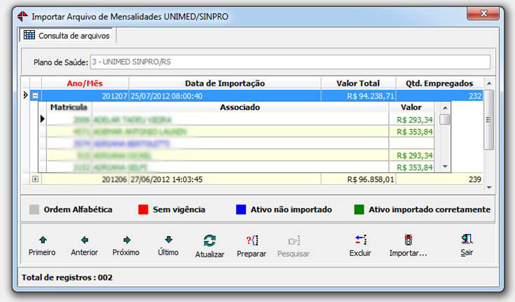 Procedimento de importação